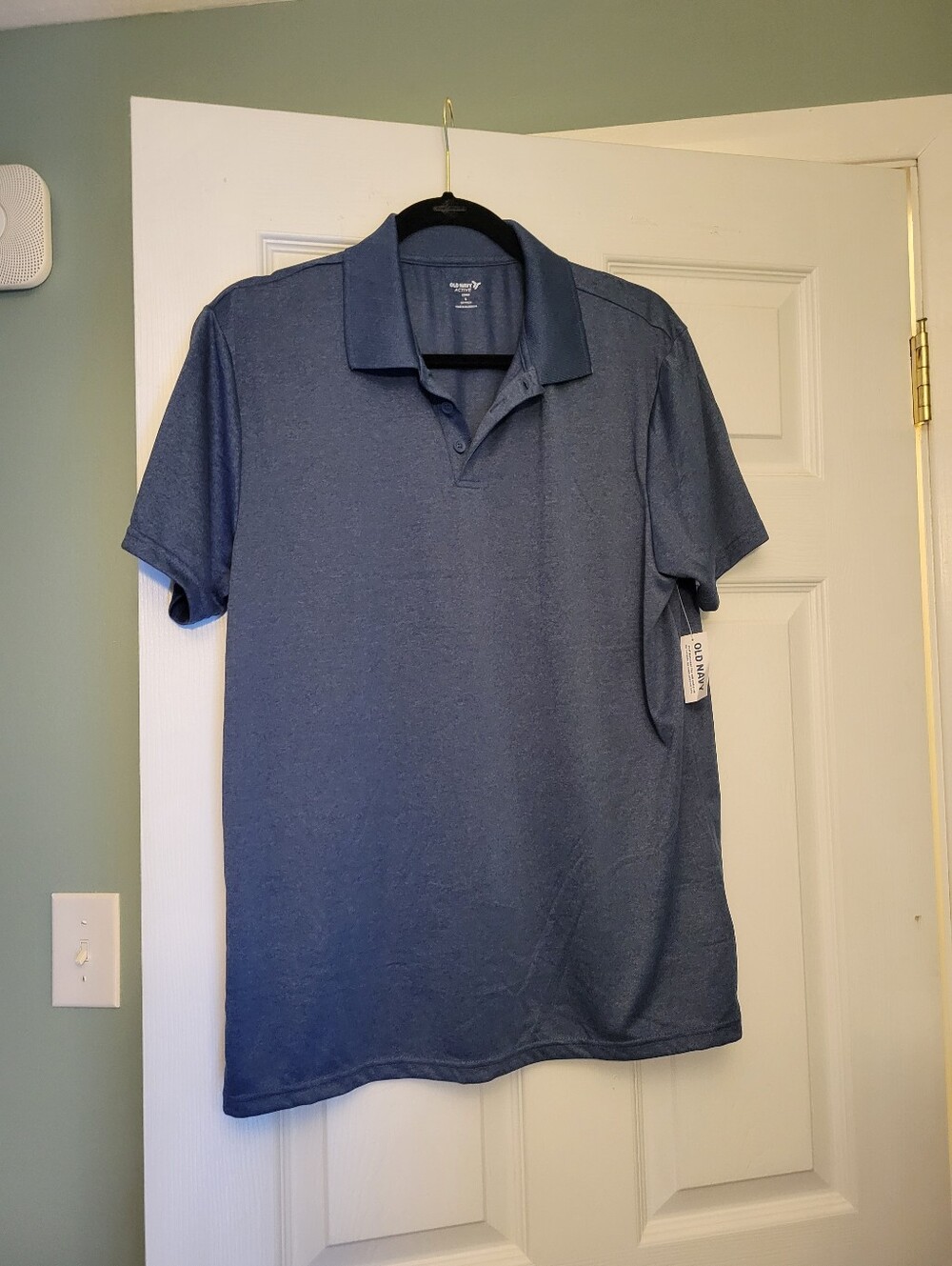 Men's Heather Navy Polo Shirt - Short Sleeve Casual L